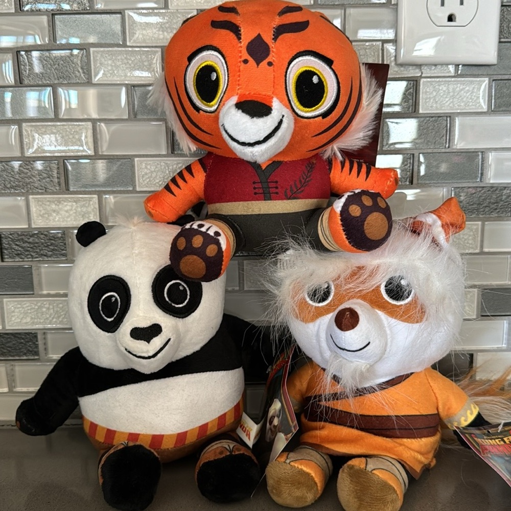 Kung Fu Panda PO TIGRESS SHIFU Sitting Plush Set Of 3 / DreamWorks / BRAND NEW